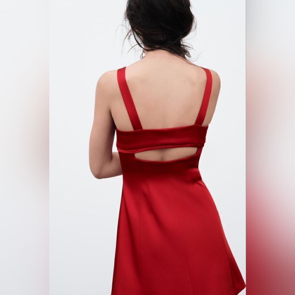 Zara CUT OUT SATIN EFFECT MINI DRESS - Picture 4 of 8